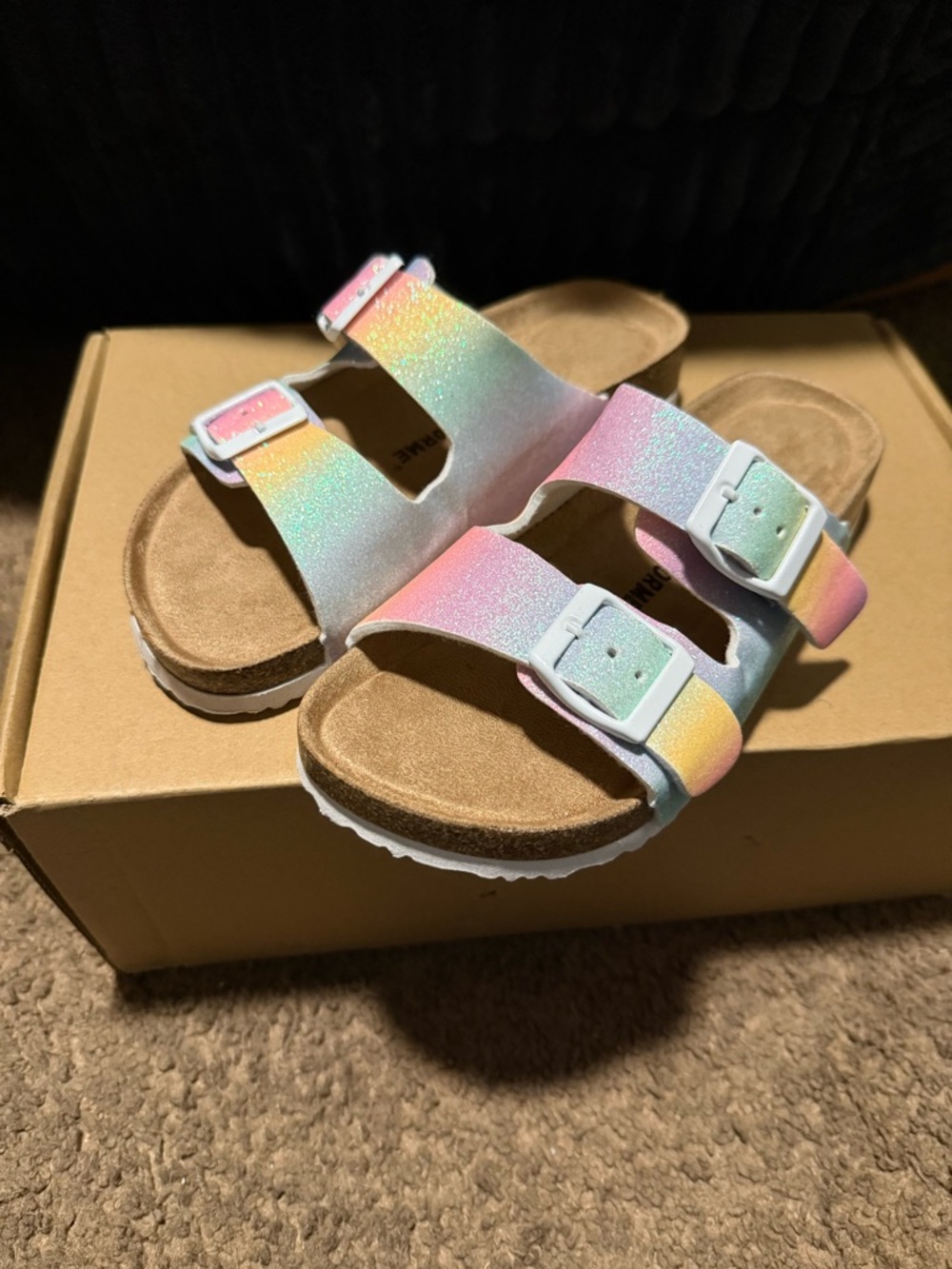 Kids White Sole Casual Sandals - rainbow color
